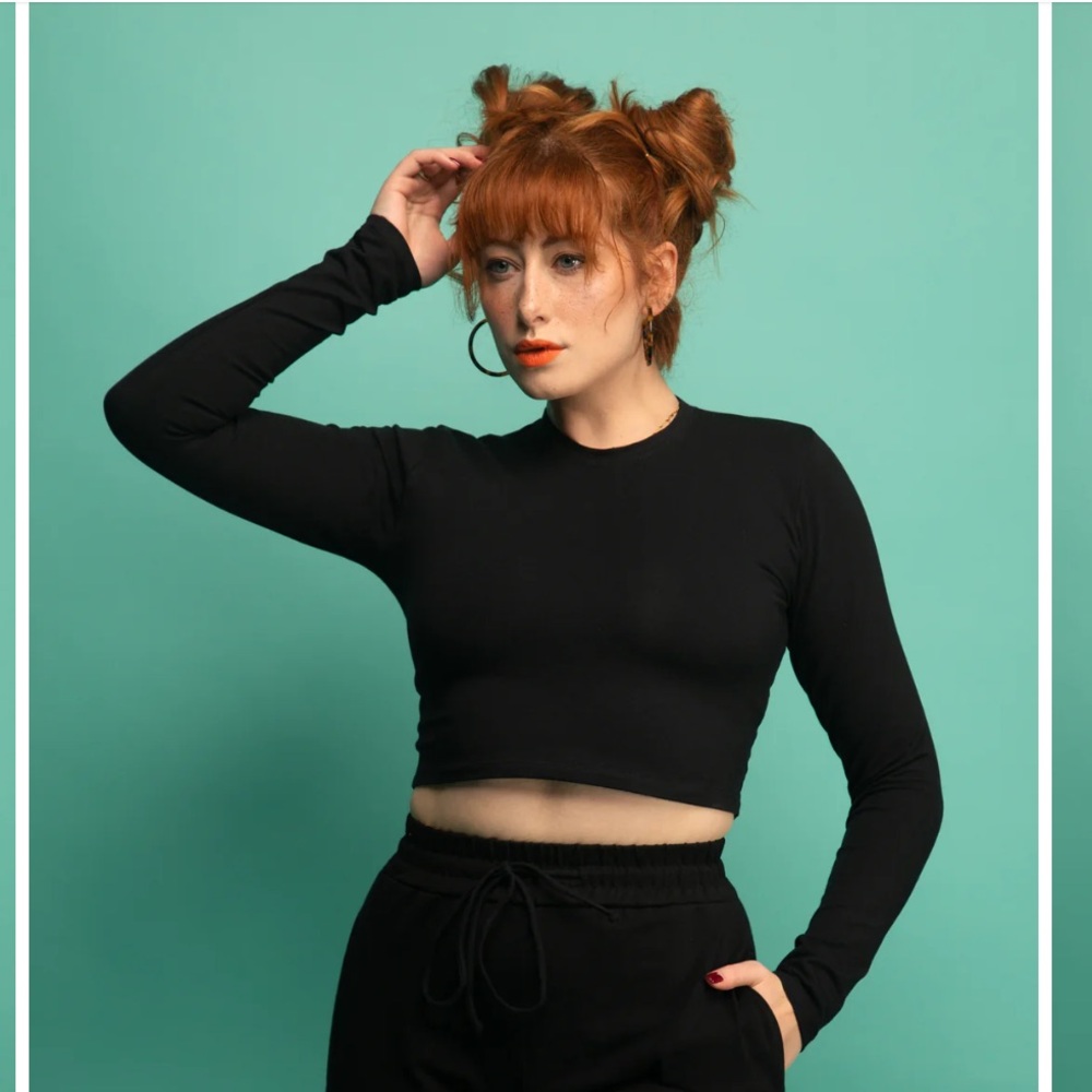 Manners London Leki Crop Top Long Sleeve xs black nwt - Picture 2 of 8